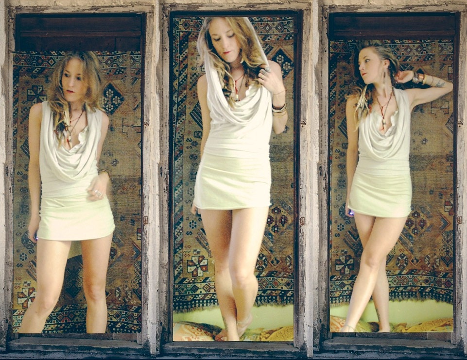 gypsy tudong. hooded cowl tunic. organic bamboo hemp blend. choose your color. 'made to order'