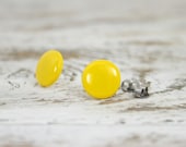 SUNSHINE - Sweet Tooth Studs - Bright Yellow Post Earrings by Blissful Bird Studio