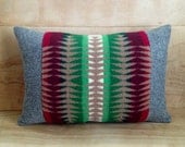 Wool Pillow - Pendleton Wool Fabric - Native Geometric Tribal Arrow - Chief Joseph