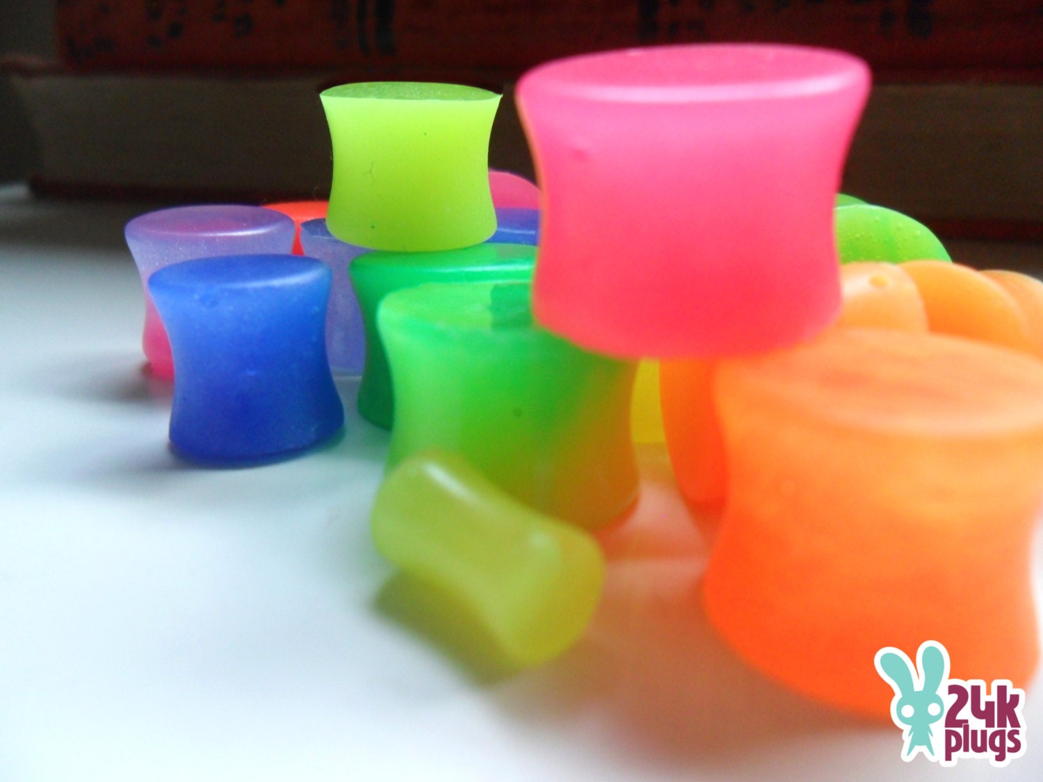 Custom made 10g, 8g, 6g, 4g, 2g neon color plugs Neon pink, Neon coral, Neon orange, Neon yellow, Neon green, Neon blue