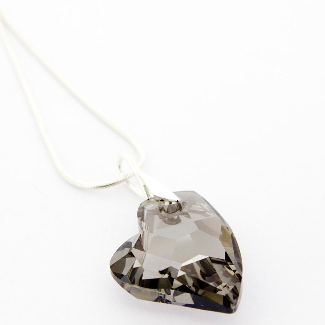SWAROVSKI ELEMENTS Heart Necklace: Heart Pendant On Sterling Silver Chain