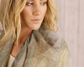 Paisley Infinity Loop Scarf Grey and Pastel toned Circle Eternity Scarf Women's Fashion Accessories (SCF-132)