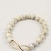 INFINITY Bracelet Stretch Beaded Jewelry IVORY Stone Beads Gold INFINITY Charm Valentine's Gift Layering Bracelet