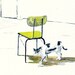 Landscape Art Print  -- Cat and Yellow Chair