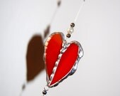 Stained Glass Love Red Heart Mobile Suncatcher Ornament Home Wall Decor