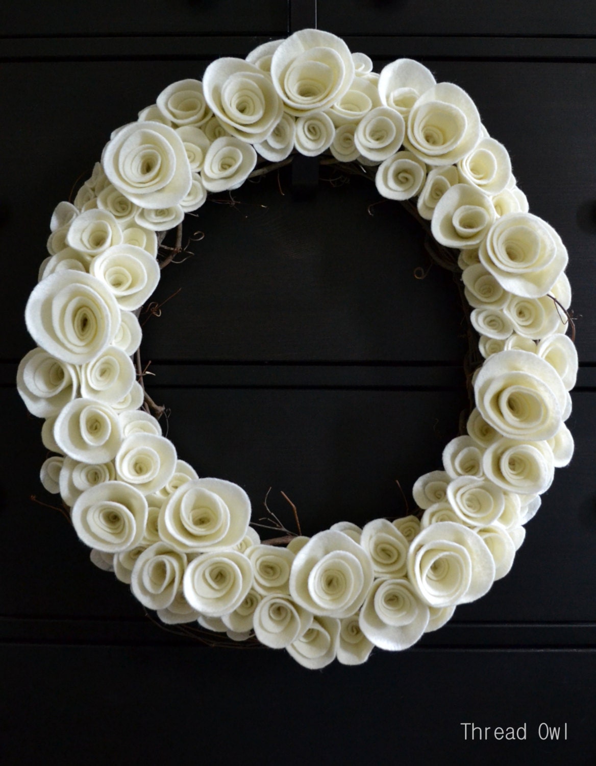 Natural Felt Flower Wreath Fully Covered (Multiple Colors)