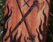 Othala Rune, Viking Sword and Axe Wood Burning.