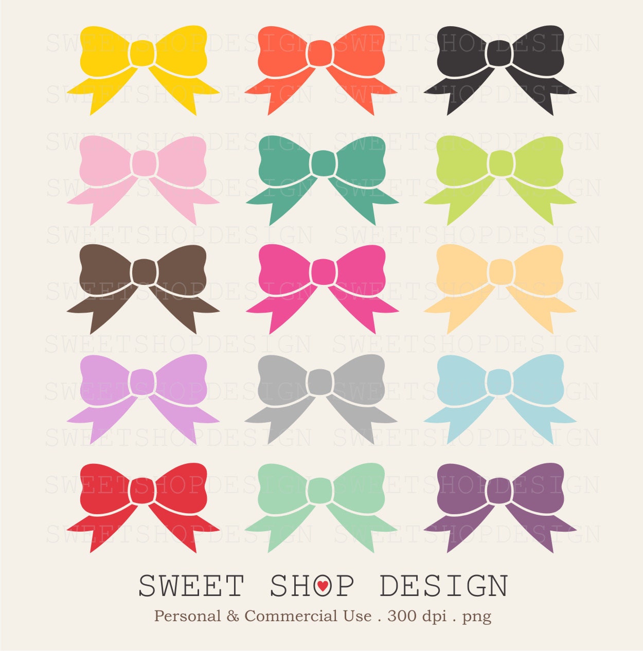 Bows Clip Art Clipart - Personal and Commercial Use Il_170x135