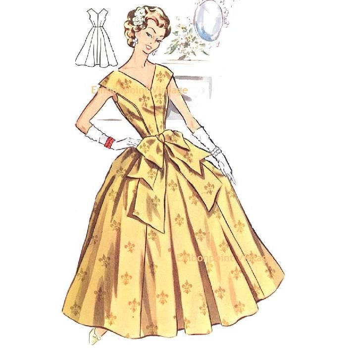Plus Size (or any size) Vintage 1950s Evening Dress Pattern - PDF - Pattern No 114 Evelyn