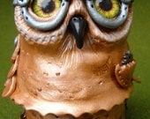 Steampunk owl box in polymer clay