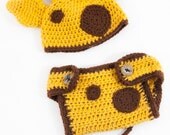 Baby Giraffe Hat & Nappy Cover, Newborn Photography Prop, Newborn Animal Hat