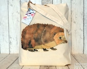 Hedgehog Illustration Cotton Tote Bag