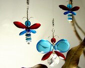 Butterfly Mobile, Angel  Suncatcher,Crystal Suncatcher Glass Mobile Butterfly Ornament Window Blue Red Whimsical Hanging Mobile Children