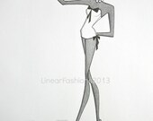 Sunny Days, Original Fashion Illustration, 1950s Swimsuit, Summer Art, Beach Decor