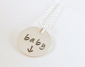 Mom to Be Gift Expectant Mother Baby Pregnancy Necklace Custom Hand Stamped Sterling Silver