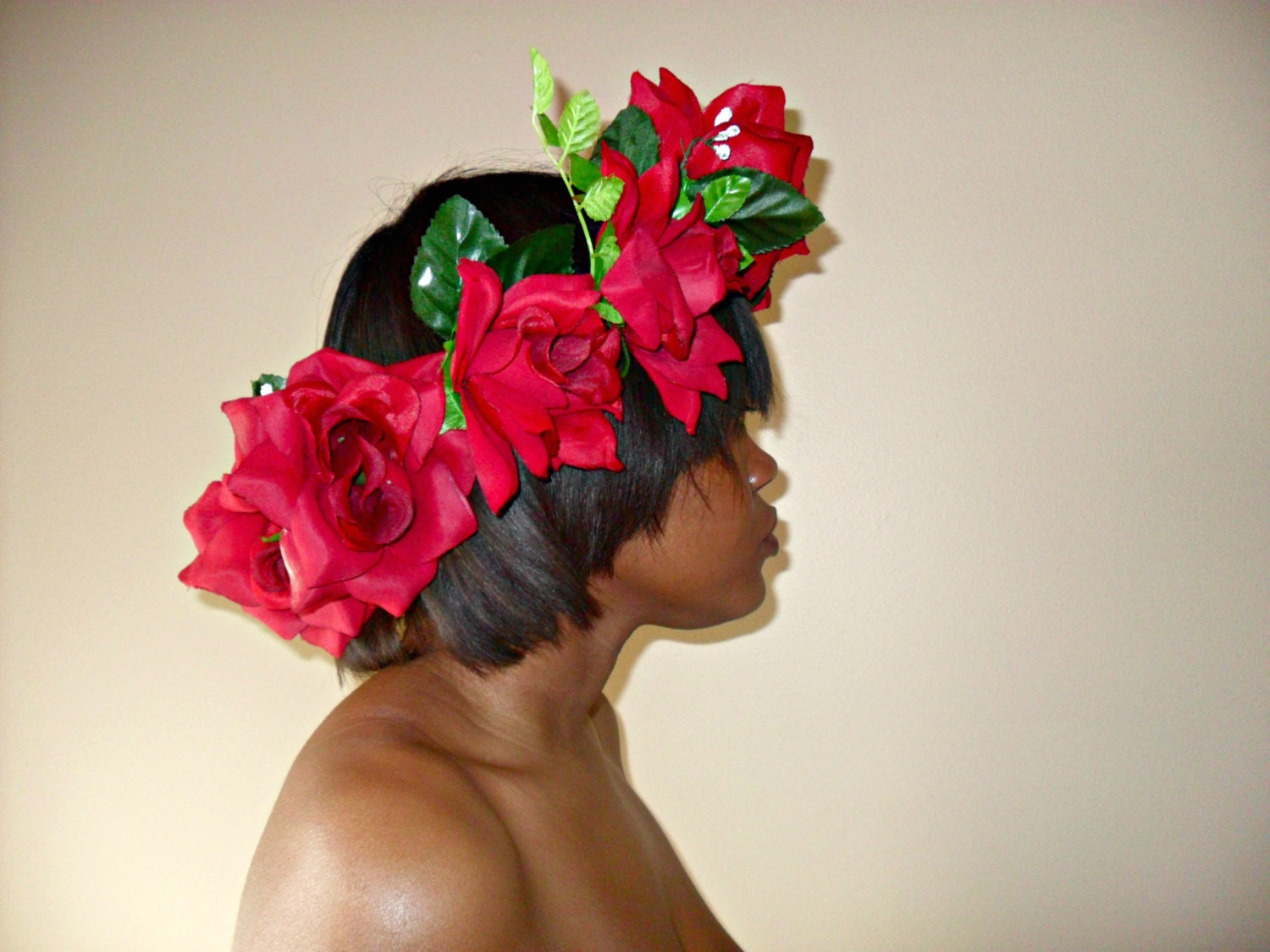 Rose Crown - Headband Floral, Red Rose Flower Crown, Festival Wear, Day of the Dead