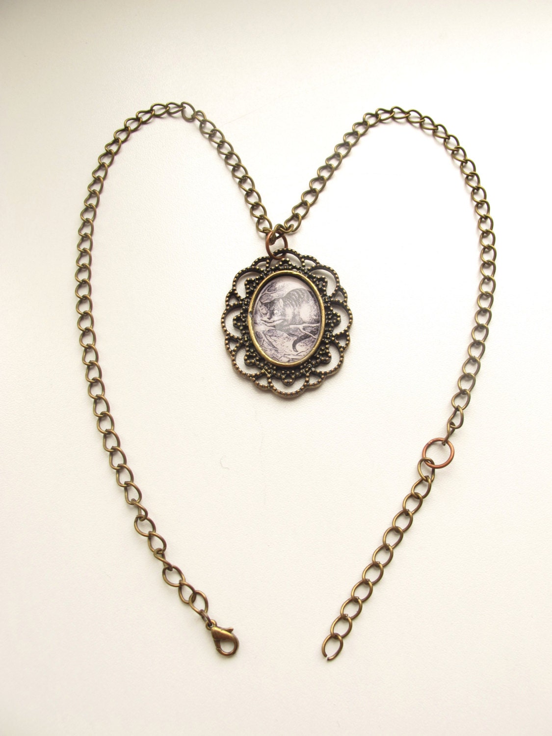 Cheshire Cat necklace - John Tenniel illustration from Alice in Wonderland - Alice in Wonderland necklace