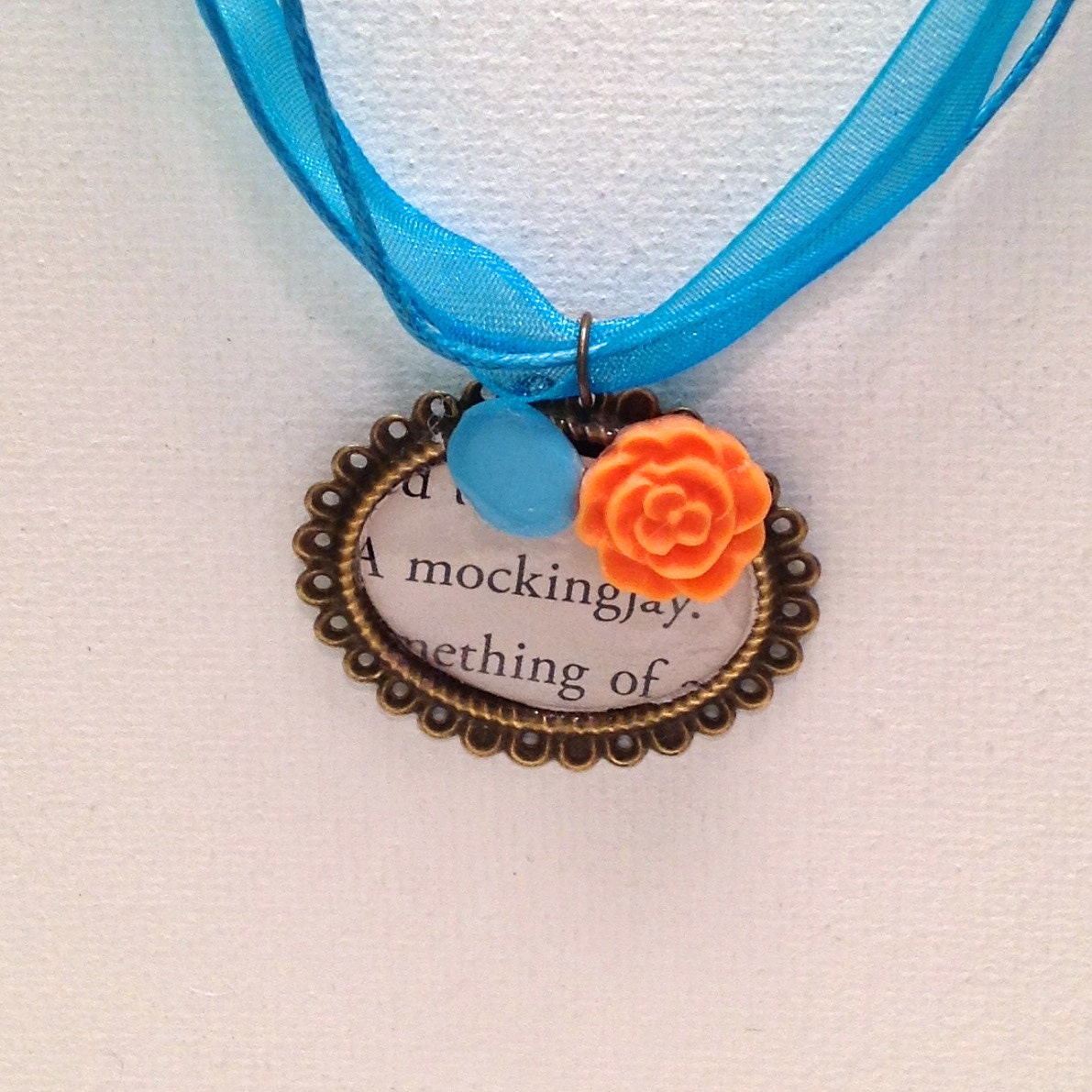 Mockingjay Necklace, The Hunger Games, Shabby Chic, Recycled Book Page Jewelry