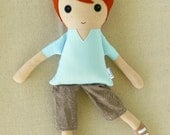 Fabric Doll Rag Doll Boy Doll with Red Hair