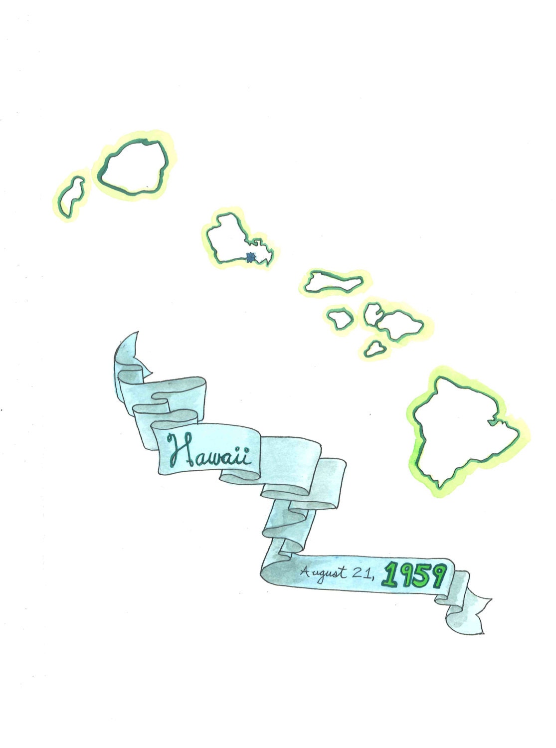 December 8, 2012 (Hawaii) - original ink and watercolor drawing