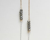 Long chain necklace - gold and silver - pyrite rondelles - mixed metals - layering - minimal modern jewelry - bossa nova