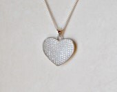 Silver heart necklace with cubic zirconia - sterling 3D heart pendant - micro pavé crystals - luxe everyday jewelry - soiree