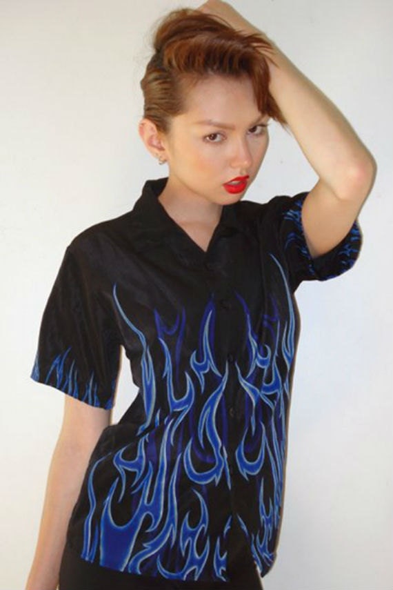 Blue Flames Shirt / Small / Medium