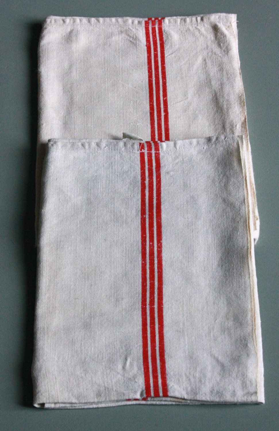 pair of french red striped towel , country kitchen.