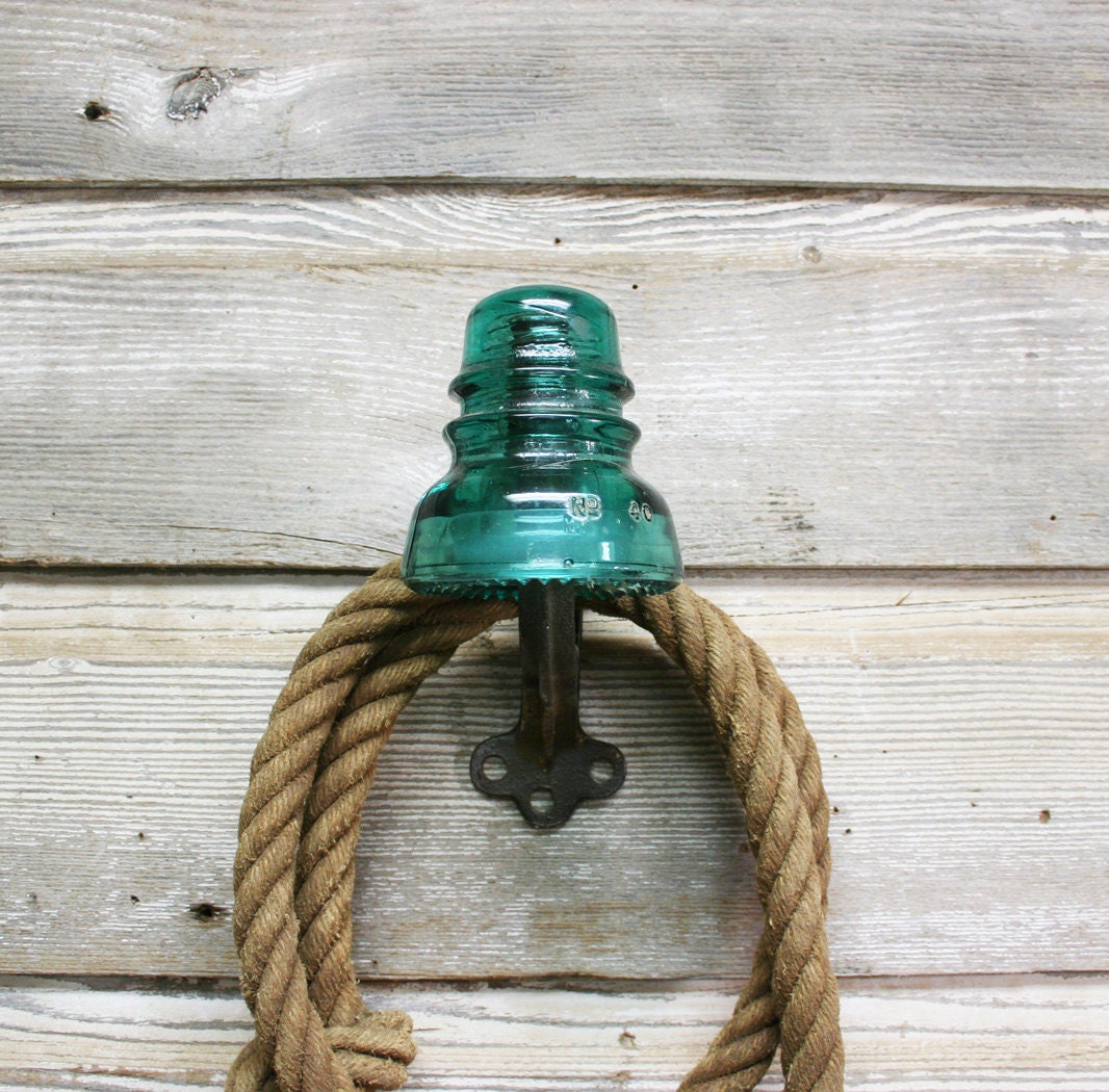 Vintage Industrial Insulator Coat Hook -- Glass Industrial Hook