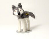 Timber wolf soft scultpture collectable toy - waldorf - needle felt animal