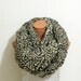 fluffy Knitted Scarf Block Infinity Scarf. Loop Scarf, Circle Scarf, Neck Warmer. coffee and cream and brown Crochet Infinity