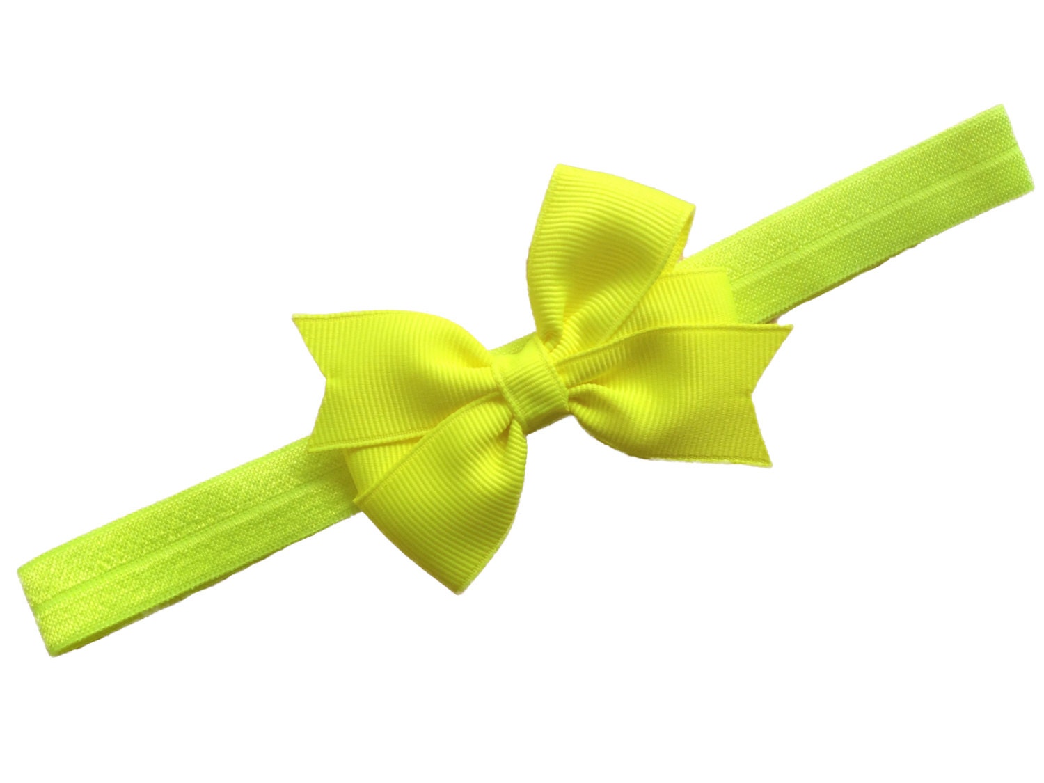 Neon yellow headband with matching 3 inch bow - yellow bow, newborn headband, baby headband