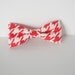 Adult - Red and Cream Extra Large Hounds Tooth Clip on Bow Tie