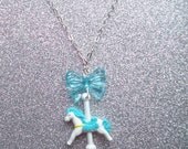 Sweet Dream - Carousel Horse and Bow Charm Necklace