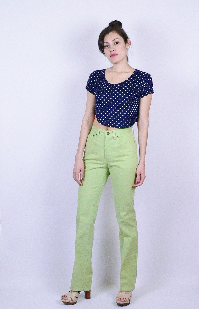 Green High Waisted Jeans Medium