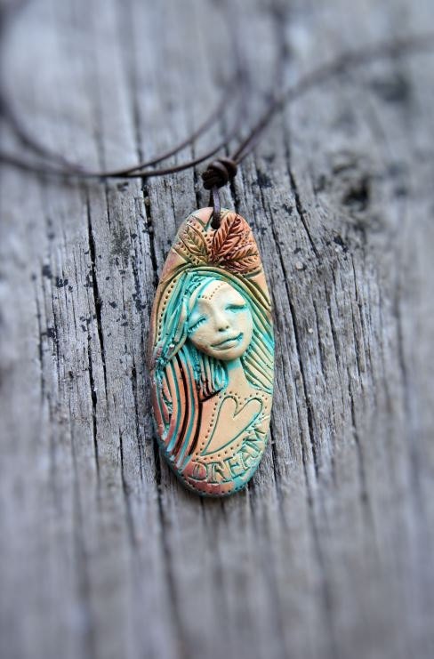 Dream - Free Spirit -  Hand Carved Pendant Necklace