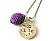 Crocus Purple Amethyst Crochet Ball Drop Dewey Decimal Necklace Sterling Silver Chain One of a Kind