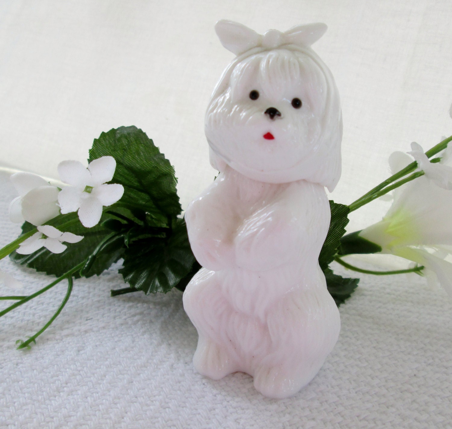 Vintage Avon Milk Glass Shaggy Dog Perfume Bottle