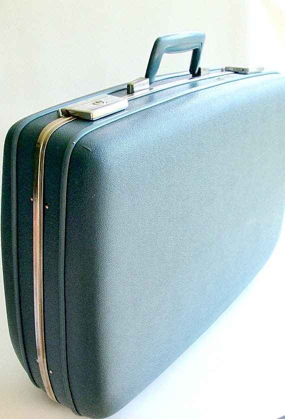 Vintage Blue Suitcase Luggage Imperial 1960's