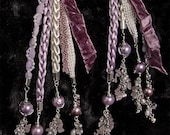 Handfasting cord in dusky pink, cream and lilac, with ivory Moroccan trim, rose quartz, pearls and dragonflies