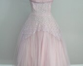Vintage 1950s 50s Prom Dress Party Dress Strapless Shelf Bust Size Medium