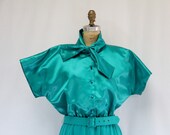 LARGE Vintage Dress Teal Blue-Green Day to Evening Frock