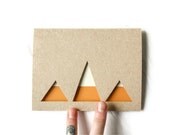 Hand Cut Blank Card: MODERN SNOWCAPPED MOUNTAINS/ Customizable Text
