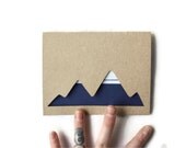 Hand Cut Blank Card: SNOW CAP MOUNTAIN Stripes