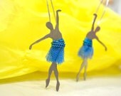 Amazing earrings with handmade ballerinas with blue tutu