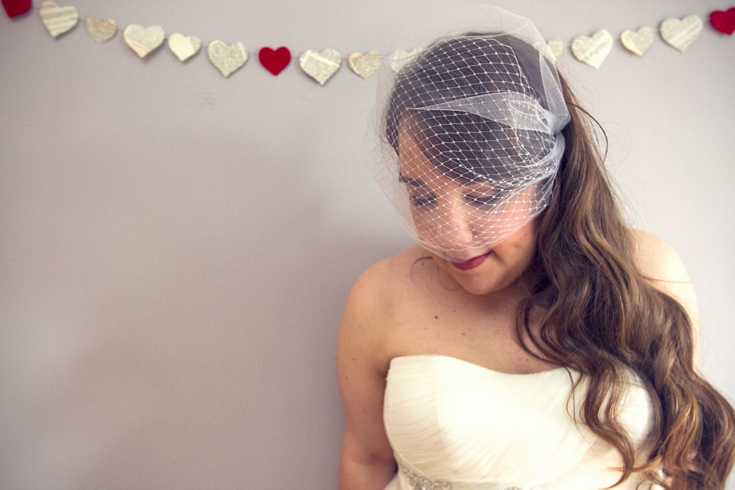 double tulle and birdcage bandeau bridal veil