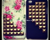 Studded hard shell iPod touch 4G case with bronze pyramid studs in triangle shape ready to ship next business day :)
