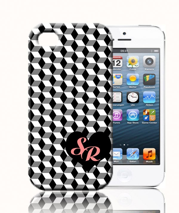 Personalized  iPhone 5 case-check Black and White patter monogrammmed  phone cover available for IP 4/4s  and samsung galaxy s3