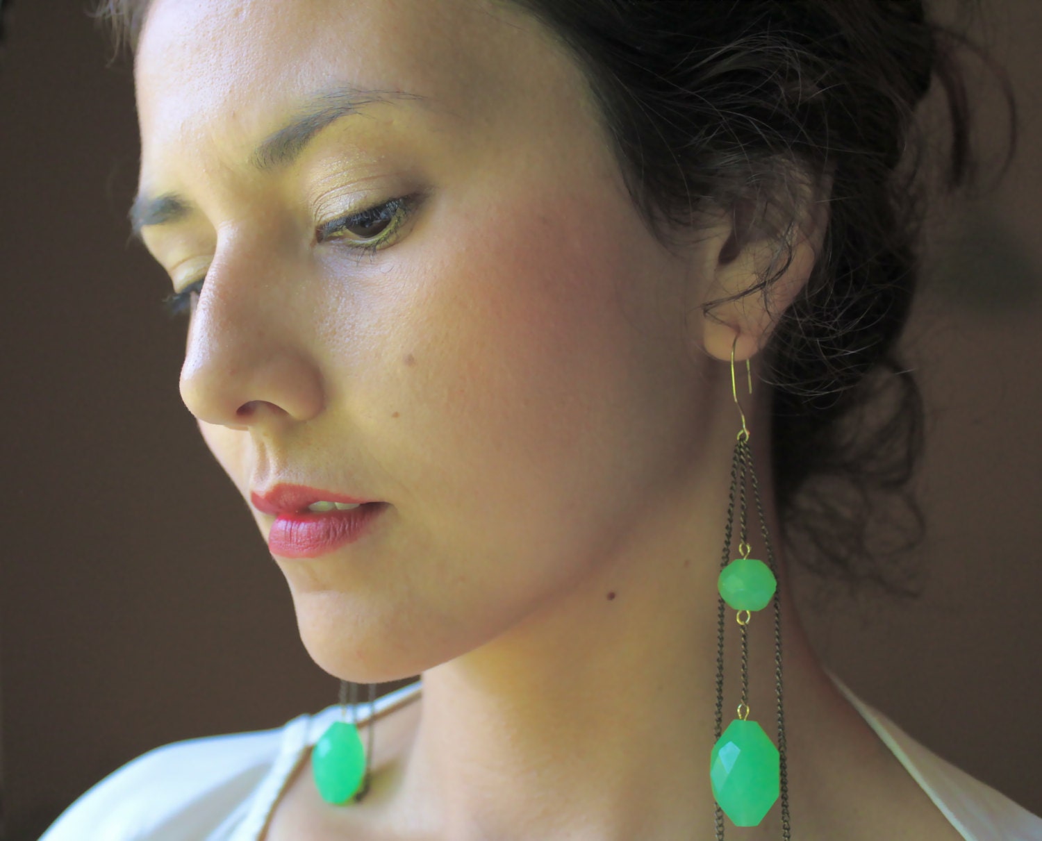 Mint Gemstone Drop Earrings one of a kind
