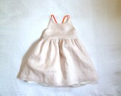 Pure Linen Dress with Neon Cross Back Straps